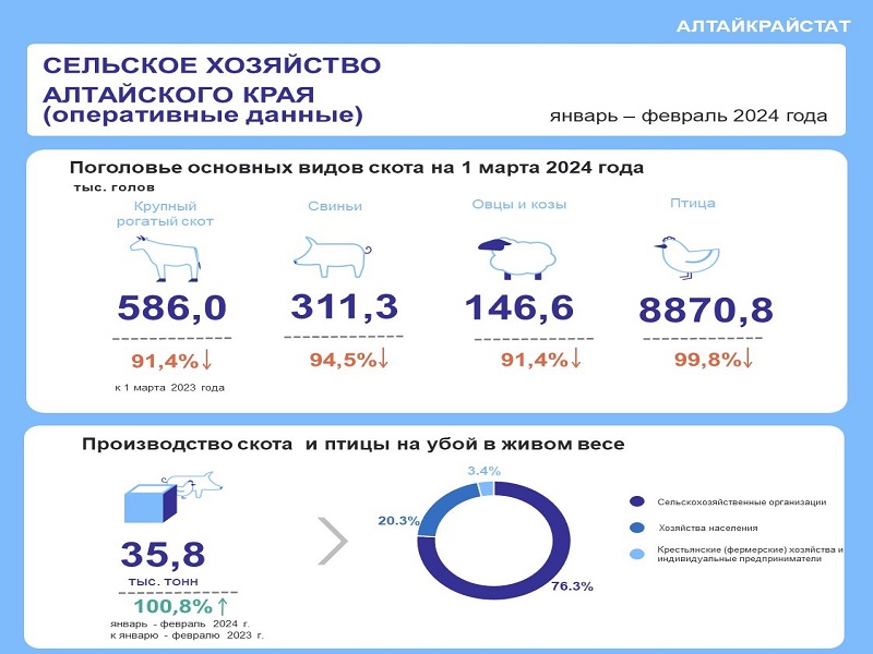 О СЕЛЬСКОМ ХОЗЯЙСТВЕ АЛТАЙСКОГО КРАЯ В ЯНВАРЕ – ФЕВРАЛЕ 2024.