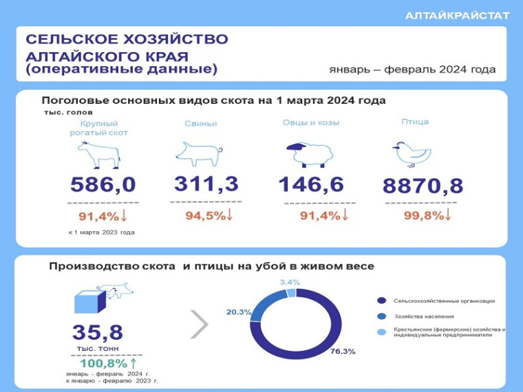 О СЕЛЬСКОМ ХОЗЯЙСТВЕ АЛТАЙСКОГО КРАЯ В ЯНВАРЕ – ФЕВРАЛЕ 2024. О СЕЛЬСКОМ ХОЗЯЙСТВЕ АЛТАЙСКОГО КРАЯ В ЯНВАРЕ – ФЕВРАЛЕ 2024.